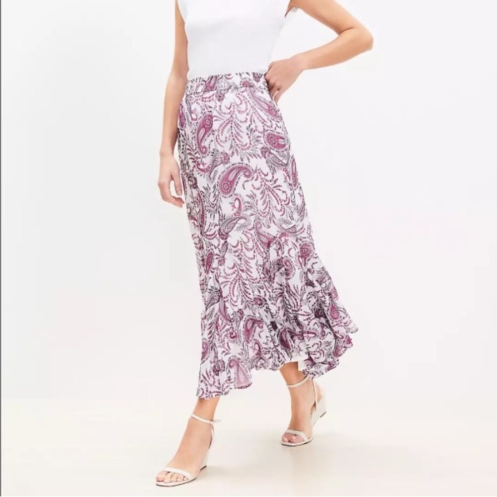 Loft Paisley Godet Skirt
